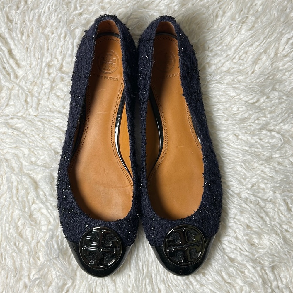 Tory Burch Mini Tweed Ballet Flat Navy